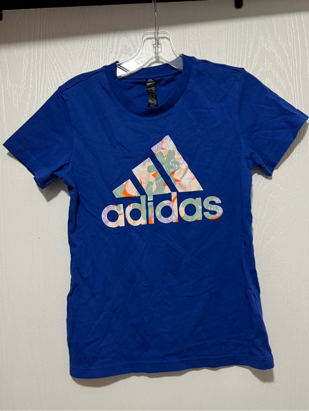 Women’s Adidas Royal Blue Tee with Multicolor Logo